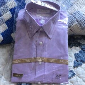 NWT Roundtree and Yorke Gold Label Purple Slim Fit Men's Shirt Size 16 - 35